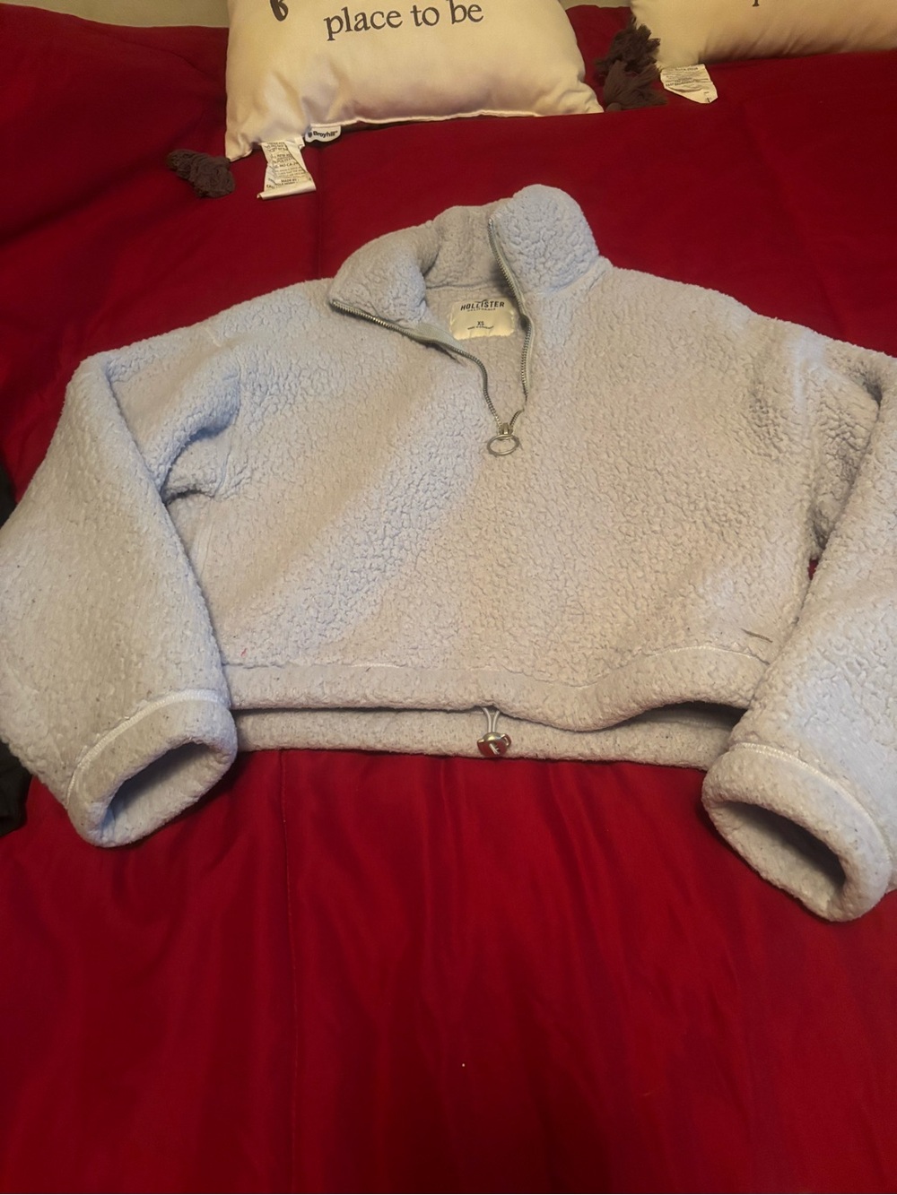 Hollister Light Blue Sherpa Half-Zip Pullover